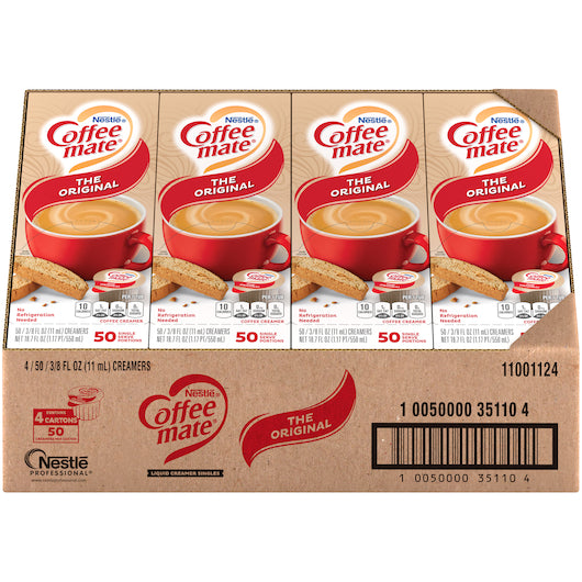 Coffee-Mate The Original Single Serve Liquid Creamer, .375 Ounces Per Cup - 50 Per Pack - 4 Packs Per Case